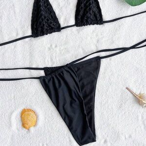 Three pieces bikini set. All black new with tags